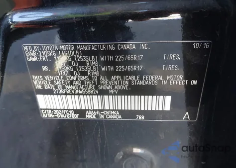 2017 Toyota Rav4 Xle from USA, damaged, VIN 2T3RFREV3HW559824